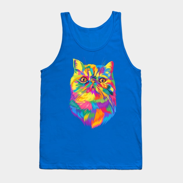 Colorful cute cat rainbow Tank Top by Fadmel